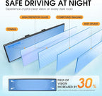 Broadway Car Rear View Mirror HD Anti Glare Universal 12 Inch large Field of View Panoramic Rearview Mirror with Wide Angle Blue Tint for Car SUV and Truck