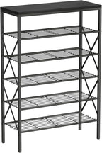 6 Tiers Shoe Rack, Large Capacity Shoe Rack Holds 32 Pairs of Shoes, Durable and Stable, Adjustable Metal Shelf Stackable Sho