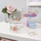STORi Bella Stackable Clear Plastic Container (Set of 3) Round Vanity Storage Organizers with Lids for Hair Accessories & Bea