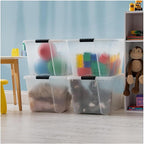 IRIS USA 54 Qt Stackable Plastic Storage Bins with Lids, 8 Pack - BPA-Free, Made in USA - See-Through Organizing Solution, La