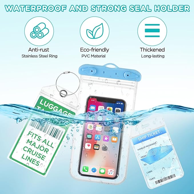 Cruise Ship Essentials Kit Include Cruise Luggage Tags Holder, Cruise Lanyards, Cruise Power Strip, Towel Bands and Clips, Wa