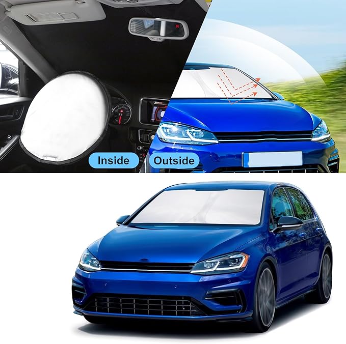 TINGLU Sun Shade for Volkswagen Golf GTI e-Golf VW Golf R 4 Door Hatchback 2015-2021 Accessories Windshield Sun Shade Window Shade UV Rays Protection Sun Visor Cover