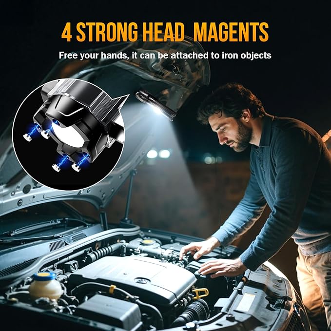 Car Emergency Flashlights Rechargeable 2Packs, 990,000L High Lumens Car Flashlight Emergency Kit, 7 Modes Tactical LED Flash 