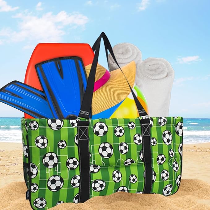 NGIL Extra Large Utility Tote Reusable Grocery Bag Oversized Collapsible for Groceries, Storage, Picnic, Beach (Soccer Goal-Black)