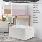 COMFY-HOMI Cotton Rope Woven Basket with Handles for Shelves,Toys,Book, Cloth Storage Baskets for Organizing-17" x 13" x 7.5"