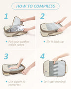 BAGSMART 6 Set /4 Set/2 Set Compression Packing Cubes for Travel, Lightweight Luggage Organizer Bags, Durable Space Saver Bag