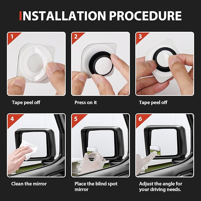 Blind Spot Mirror for Jeep Wrangler JL 2018-2026, 2 Side Mirror Blindspot Tool-free, Angle Adjustable Car Convex Mirror for Jeep Gladiator JT 2018-2026 Accessories