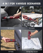 Fanttik Slim V8 APEX Car Vacuum, 4-in-1 Portable Mini Cordless Vacuum with 19000pa Suction Power, Type-C Charge, 2 Suction Mo