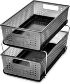 madesmart Two-Tier Under Cabinet Organizer, Sliding Drawer Storage for Cleaning Supplies & Bottles, Carbon