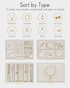 VLANDO 4 Layer Jewelry Box for Women, Glass Lid Jewelry Organizer with 4 Drawers for Necklaces Rings Earrings Bracelets - Clo