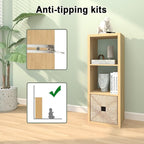CTESNE【2026 Wooden Thick Frame 3 Cube Storage Organizer Shelf with Anti-Tipping Kits + Reversible Open Back Bookcase, Horizon