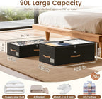 Under Bed Storage with Wheels, 2-Pack Underbed Storage Containers, No Assemble 11 inches 90L XXL Large Adjustable Storage Bin