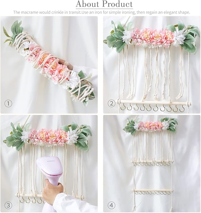 POVETIRE Headband Holder Hair Bows Organizer for Girls, Hair Accessories Display Storage Wall Hanging Decor for Baby Nursery 