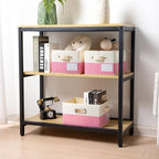 PRANDOM Fodable Storage Bins for Closet [3-pack] Decorative Fabric Storage Baskets Cubes with Leather/Metal Handles for Shelv