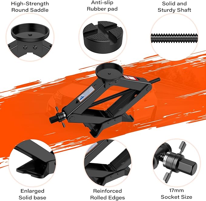 Scissor Jack 3 Ton, 4.1"-18.3" Lifting Car Jack, Heavy Duty Car Jack Kit, Portable Tire Changing kit with Lug Wrench, Tire Ja
