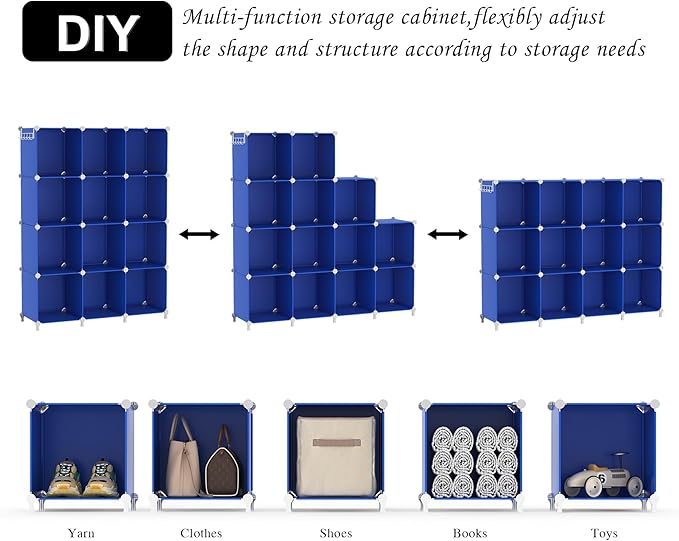 AWTATOS Cube Storage Organizer, 12 Cube Closet Organizers and Storage Shelves, DIY Stackable Bookshelf for Bedroom, Home, Adm