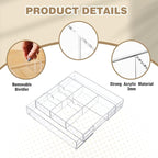 2 Pcs Acrylic Desk Drawer Organizer Maximum 12 x 18 x 2.1 Inch Expandable Drawer Organizer Trays with 8 Adjustable Compartmen