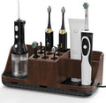 Boperzi Bathroom Counter Organizer for Vanity & Sink Storage: Detachable Electric Toothbrush and Toothpaste Holder, Water Flo