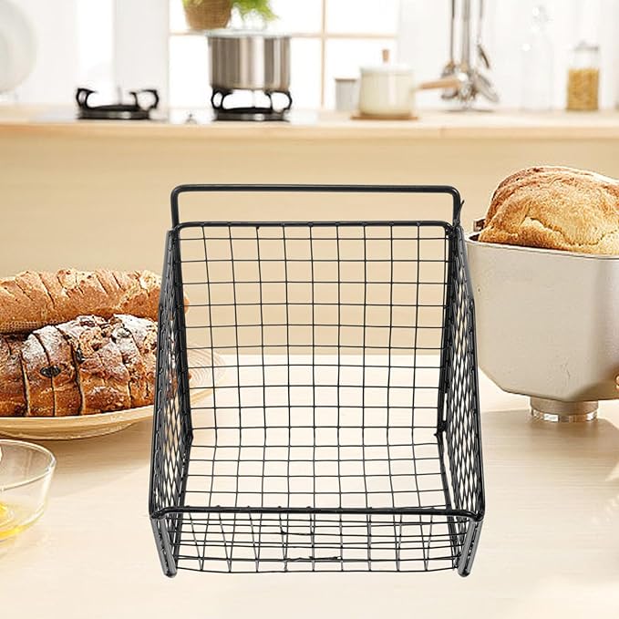Zerodeko Kitchen Fruit Basket 2 Tier Wall Storage Basket Wall Mounted Onion and Potato Storage Hanging Metal Wire Baskets Kit