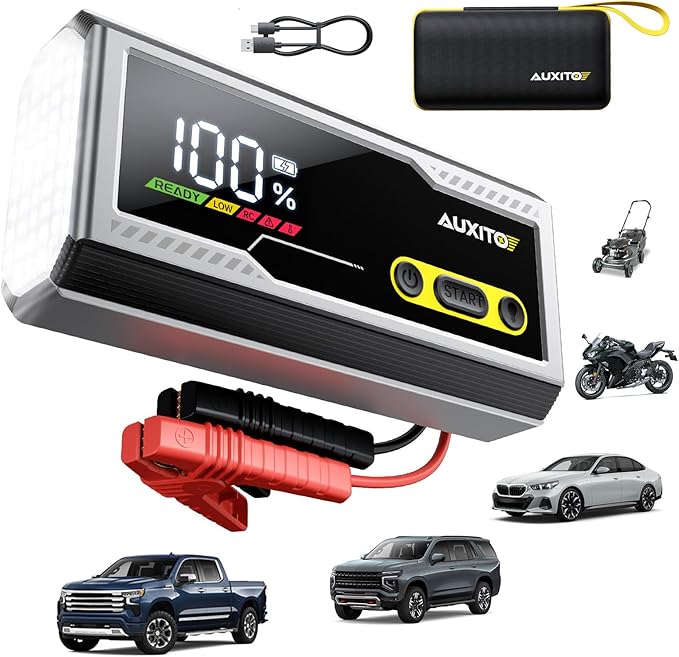 AUXITO Jump Starter 8000A Portable Car Battery Jump Starter with Large LCD Display Jump Cable with Smart Clamps Power Bank