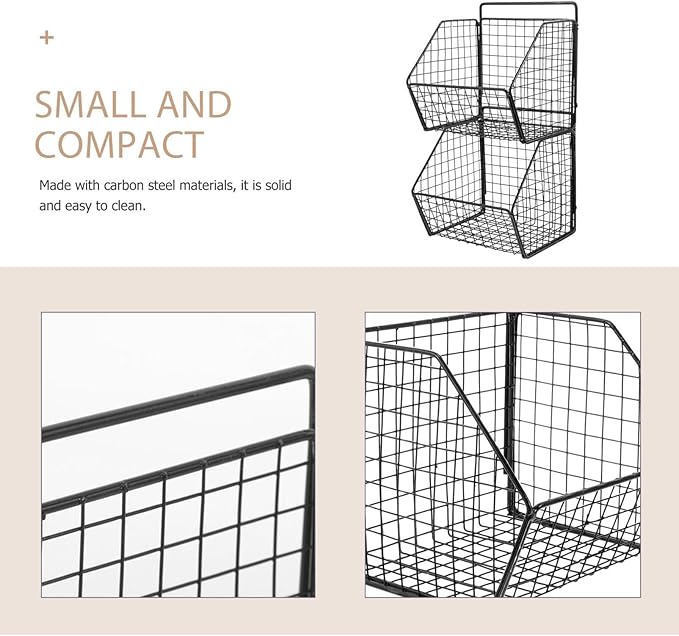 Zerodeko Kitchen Fruit Basket 2 Tier Wall Storage Basket Wall Mounted Onion and Potato Storage Hanging Metal Wire Baskets Kit