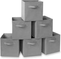 Casafield Set of 6 Collapsible Fabric Cube Storage Bins, Gray - 11" Foldable Cloth Baskets for Shelves, Cubby Organizers & Mo