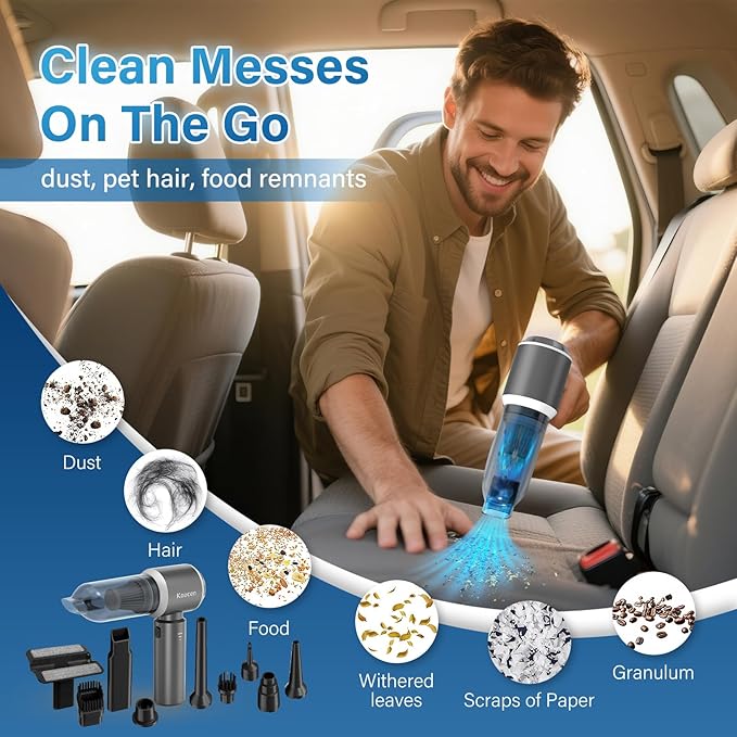4-in-1 Car Vacuum Portable Cordless & Dust Buster, 20000pa High Power Handheld Vacuum Cordless Rechargeable, Mini Vacuums wit