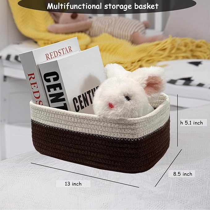 COMFY-HOMI 13" x 8.5" x 5.1"Storage Baskets for Organizing | Cotton Rope Woven Basket | Toy Storage Bin Box | Basket for Shel