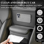 Car Organizer Storage Between Seats, Leather Large Capacity Automobile Handbag Hanging Store Content Bag, Auto Console Organizer Holder for Snack Phone Document Storages, Car Accessories (Gray)