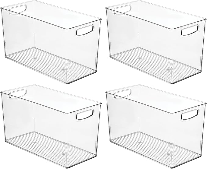 iDesign Plastic Storage Bin with Handles for Household Storage - Set of 4 - Clear - Made in USA