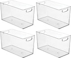 iDesign Plastic Storage Bin with Handles for Household Storage - Set of 4 - Clear - Made in USA