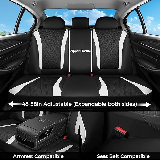 FLORICH Seat Covers, Car Seat Covers Full Set, Waterproof Leather Car Seat Protector, Front and Rear Seat Covers for Cars, Au