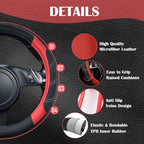 CAR PASS Line Rider Microfiber Leather Sporty Steering Wheel Cover Universal Fits for 95% Truck,SUV,Cars,14.5-15inch Anti-Sli
