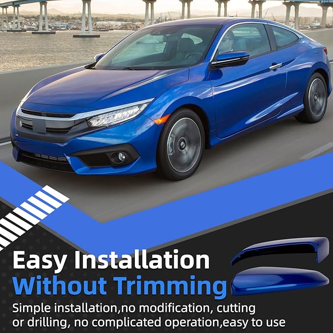 Driver Side Mirror Cover Replacement for Honda Civic 2016-2021, Insight 2019-2021 - Left Side Mirror Covers, Rear View Mirror Cap Dazzling Blue