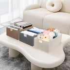 Foldable Fabric Storage Cubes, 2 Packs Cloth Storage Baskets with Wooden Handles, Collapsible Shelf Closet Organizer Bins, Re