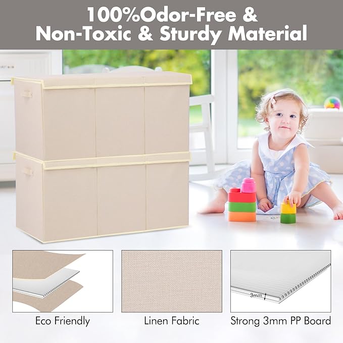 Extra Large Toy Box 167L, Sturdy Toy Storage Chest Organizer Bin Baskets with 2 Removable Divider for Boys, Girls, Kids, Nurs