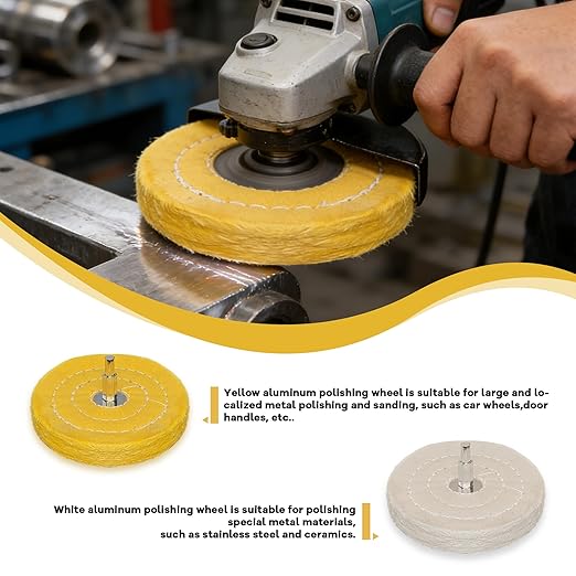 9Pcs Buffing Wheel for Drill, Polishing Wheel Set for Metal, Jewelry, Wood, Plastic, Stainless Steel, Chrome, Yellow & White Buffing Pads Polishing Tool Kit for Mirror Finish, Remove Rust