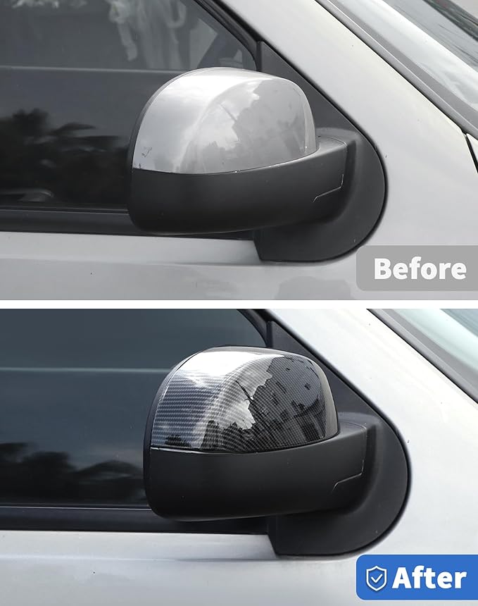 Carbon fiber Side View Mirror Covers Caps Top Half Fit for 2007 2008 2009 2010 2011 2012 2013 2014 Chevrolet Silverado Tahoe Suburban Avalanche, GMC Sierra Yukon Cadillac Escalade
