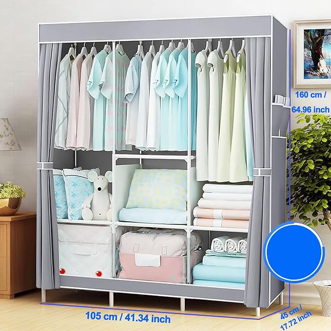 1PC Multifunctional Simple Wardrobe, Fabric Cabinet, organizing Cabinet, Metal Frame, Steel Pipe Reinforcement, Portable and 