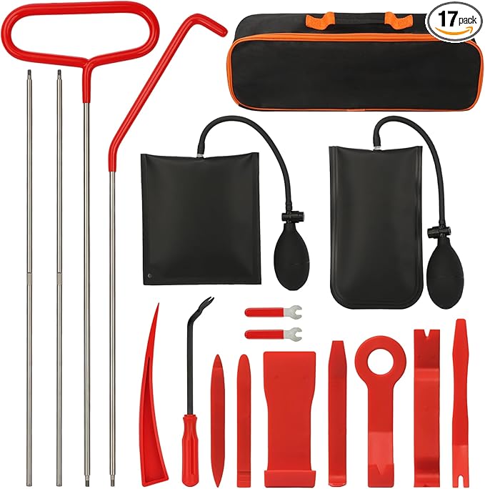 Wind Shear Portable Car Tool Kit, Multifunctional Stainless Steel Car Tools with J-Hook,17 PCS with Carrying Bag