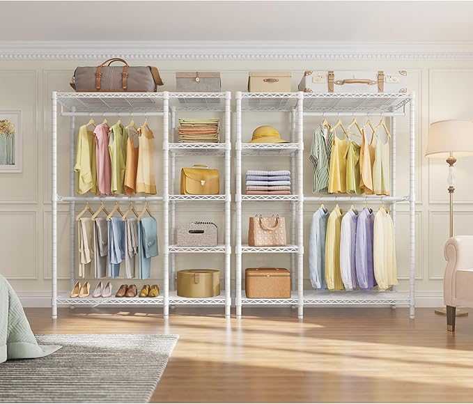 VIPEK V7 Garment Racks for Hanging Clothes Heavy Duty Clothes Rack with Shelves, Portable Closet Rack Metal Clothing Racks 5 