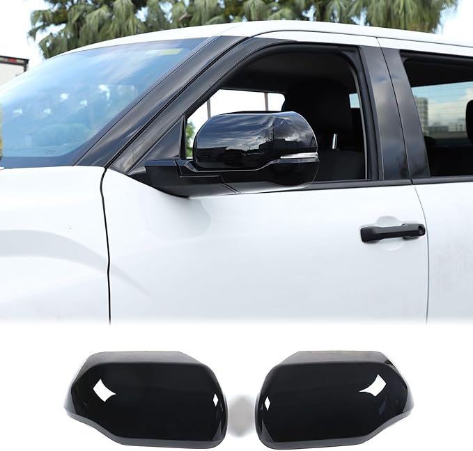 Car Door Rear View Mirror Cap Trim Cover Compatible with Toyota Tundra/Sequoia 2022-2025 Outside Side Rearview Mirror Protector Decoration ABS Accessories, Only Fit With Turn Signal Lights Version