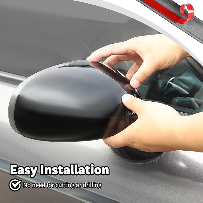 Voodonala for Challenger Rearview Mirror Cover Side Mirror Trim Shell Cover Decoration Trim for 2009-2025+Dodge Challenger Exterior Accessories,10pcs ABS Black