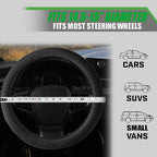 Suede Steering Wheel Cover with Upgraded Silicone Inner Ring, Breathable, Anti-Slip, Leather Universal 14.5 to 15 Inch Steeri