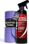 Carfidant Car Interior Cleaner – Stain Remover & Odor Eliminator – No Residue Finish – Safe on Leather, Fabric, Carpet & Plas