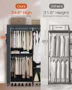 CASAMAYA Clothes Rack, Portable Closet, 81.5 Inch Large Capacity Wardrobe Closet, Clothes Storage Organizer with Shelves and 