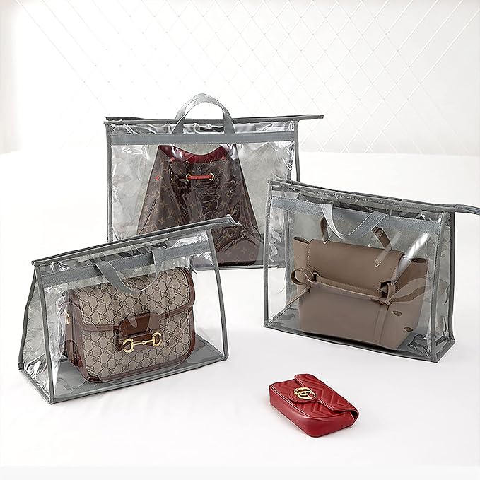CINPIUK 10 Set Handbag Storage Organizer Dust Bags for Purses Handbags Closet, Clear Purse Protector Storage Bag Dust Cover f