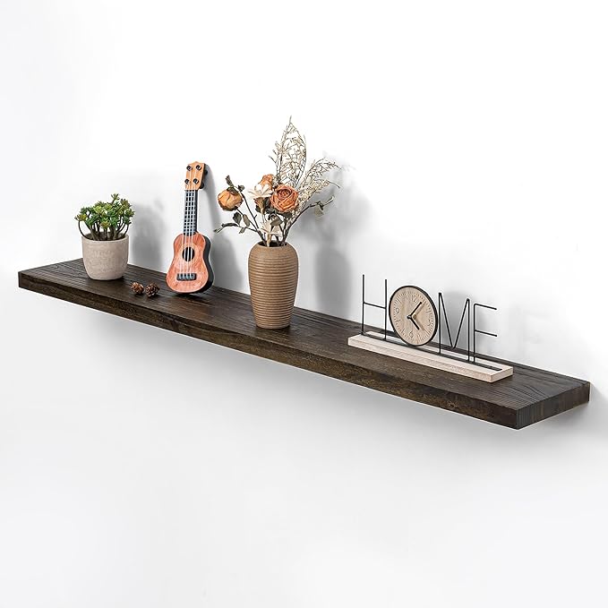 Dreamland Rustic Wood Floating Shelves for Wall Decor, Elm Wood Shelves 48 Inch Long, 8 Inch Deep Floating Shelf for Living R