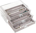 CLUQMEIK Necklace Organizer Box, Tray with Clear Lid, Dustproof Velvet Necklaces Holder Storage Display Case, Necklace Tray D