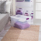 Sterilite 66 Qt ClearView Latch Storage Box, Stackable Bin with Latching Lid, Plastic Container to Organize Clothes in Closet
